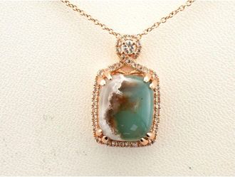 Le Vian Ladies Peackock Aquaprase Necklaces set in 14K Strawberry Gold