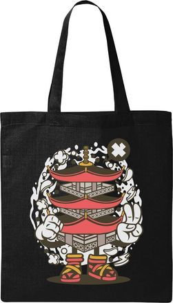 Generic Pagoda Tower Japanese Architecture Japan Hip Hop Style Natural Ecological Cotton Tote Bag Black