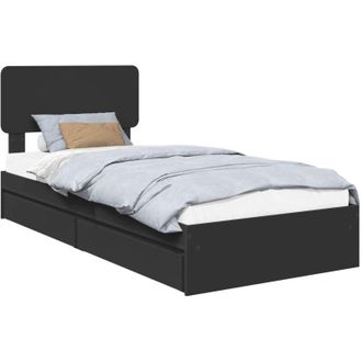 vidaXL Cama Con Almacenamiento Negro 100 X 200 Cm Madera De Ingenier&iacute;a Vidaxl