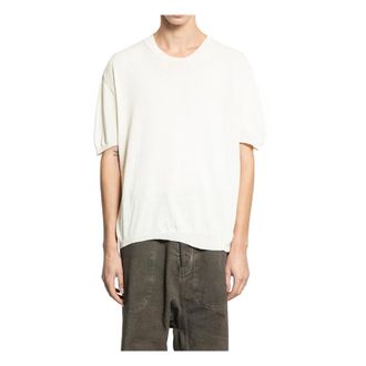 Uma Wang Round-neck Knitwear, male, White, Size: M Short Sleeve Top