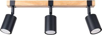 Wonderlamp L&aacute;mpara de techo de madera con 3 focos orientables negro