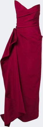 Monique Lhuillier Asymmetric draped silk bustier gown
