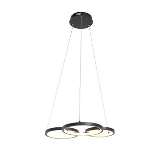 QAZQA Moderno L&aacute;mpara Colgante Negra Con Led Regulable En 3 Pasos - Rondas Aluminio /pl&aacute;stico /acero Alargada Incluye Led Max. 1 X 40 Watt - Qazqa