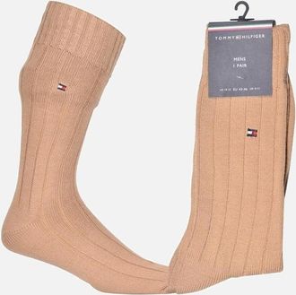 Tommy Hilfiger Mens Tommy Hilfiger Merino Wool Ribbed Boot Socks, Sand - Brown - Size: 10/9.5/9/10.5/11/11.5/12/12.5