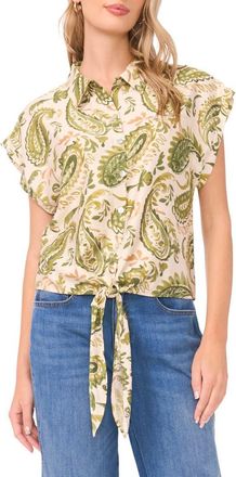 Vince Camuto Tie Front Cap Sleeve Top in Twist Of Lime at Nordstrom Rack, Size X-Large