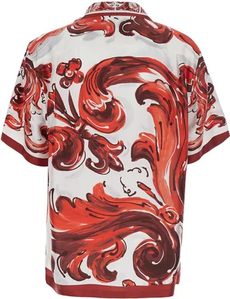 Dolce & Gabbana Mens Bowling Shirt Multicolour Silk