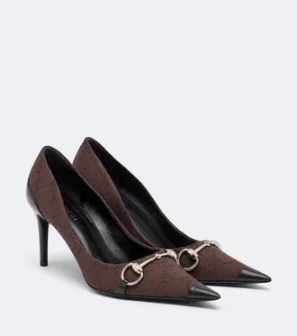 Gucci Salones Donna de lona GG con piel y Horsebit