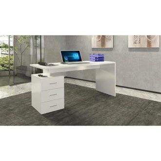 Dmora Scrivania Abisse, Scrittoio lineare, Scrivania ufficio multiuso, Scrivania salvaspazio multi posizione, 160x60h75 cm, Bianco - Dmora