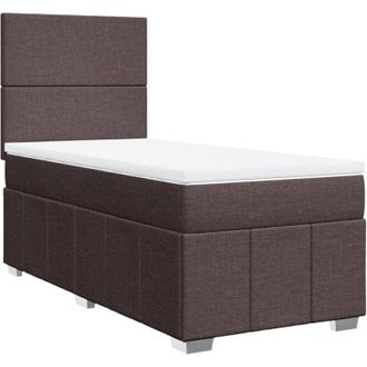 vidaXL Cama Box Spring Con Colch&oacute;n Tela Marr&oacute;n Oscuro 90x200 Cm Vidaxl