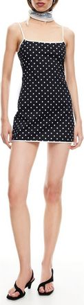 Lioness Voyage Polka Dot Stretch Cotton Minidress in Noir Polka at Nordstrom, Size X-Small