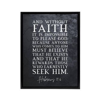 Artery8 Hebrews 11 6 Without Faith It Is Bible Quote Framed Canvas Wall Art Print in Grey | Size: W24 x H32