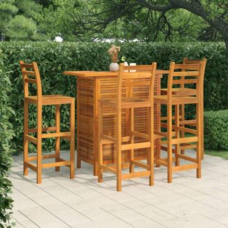 vidaXL Juego Muebles De Bar Para Jard&iacute;n 5 Pzas Madera Maciza De Acacia Vidaxl