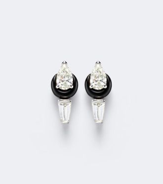 Nikos Koulis Orecchini Oui in oro bianco 18kt e smalto nero con diamanti