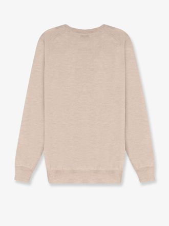 Brunello Cucinelli Mens Crew Neck Cashmere And Silk Sweater Beige