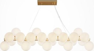 Maytoni Dallas Moderna L&aacute;mpara De Techo Colgante Con Barra De 25 Luces Dorada, Pantalla Blanca Mate, G9 - Maytoni