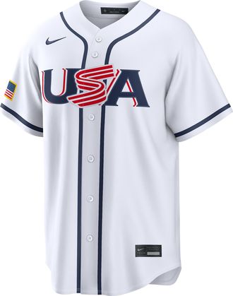 Nike Cal Raleigh USA Baseball 2026 World Baseball Classic Nike Mens Stadium Jersey in White | RE260GZIW3U-LT0