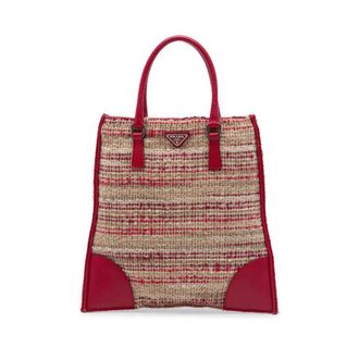 Prada Pre-owned Prada Vitello Trimmed Tweed Flat Tote Ladies TEV2T4QS61AKUQJR