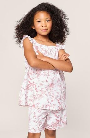 Petite Plume Kids Clara Two-Piece Short Pajamas in Pink at Nordstrom, Size 12-18M