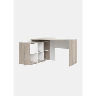 Dmora Dmora Bureau dangle avec étagère à six compartiments, coloris chêne et blanc, 140 x 80 x 120 cm