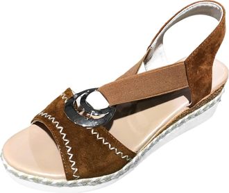 Generic Uwdiohq Womens Wedge Sandals Metal Detail Slingback For Women Casual Open Toe Roman Platform Womens Comfortable Cute White Ladies Walking Comfort Wide