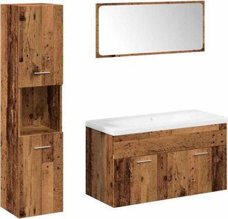 vidaXL Juego De Muebles De Ba&ntilde;o 5 Piezas Madera Ingenier&iacute;a Envejecida Vidaxl