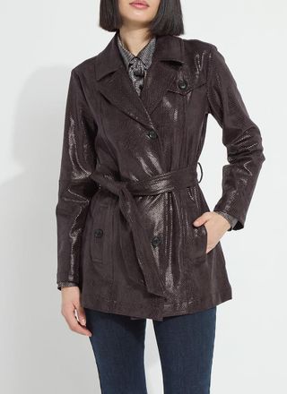 Lyss&eacute; Mavis Foil Vegan Suede Belted Trench Coat
