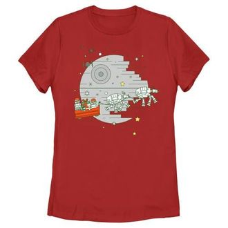 Star Wars Womens Star Wars Christmas Death Star Scene Graphic T-Shirt in Red at Nordstrom, Size Xx-Large