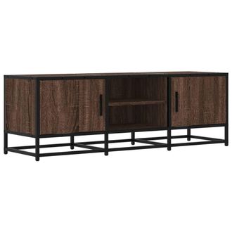 Berkfield Home TV Cabinet Brown Oak 120x35x41 cm Engineered Wood & Metal | Size: 120 x 35 x 41 cm