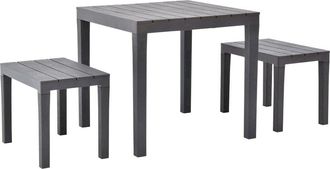vidaXL Garden Table with 2 Benches Plastic Brown, 48779