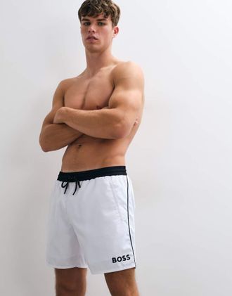 HUGO BOSS pantaloncini da bagno Starfish con stampa logo bianca-Bianco