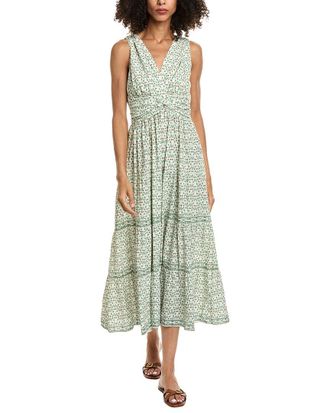 Max Studio Knotted Waist Tiered Midi Dress