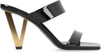 Versace Sculpture Heel Patent Leather Mules - Dames - Muiltjes - Zwart - 36 EU - Leer - Schoenen