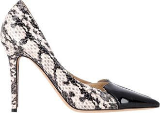 Jimmy Choo London Snake-Embossed Pointed Pumps in Black Leather