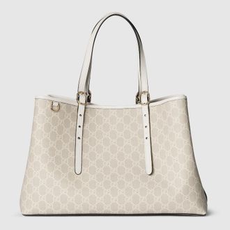 Gucci GG Emblem Large Tote Bag, Beige, GG Canvas