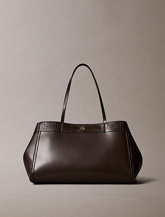 Calvin Klein Bolso Tote Grande De Cocodrilo Con Monograma