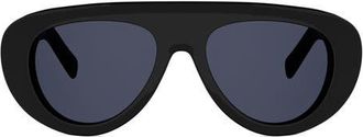 Celine Triomphe Stamp 57mm Pilot Sunglasses in Shiny Black/blue at Nordstrom