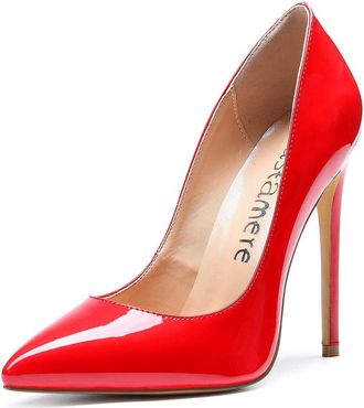 Castamere Womens High Heels Party Wedding Pointed Toe Slip On Court Shoes Classic Elegant Pumps 12CM Stiletto Heels Patent Red Shoes EU 39.5