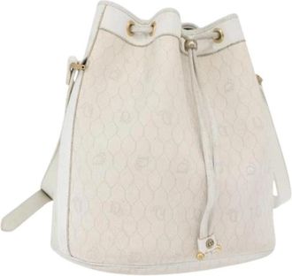Dior Pre-owned Bucket Bags, female, White, Size: ONE SIZE Pre-owned Vintage Honeycomb Canvas Shoulder Bag