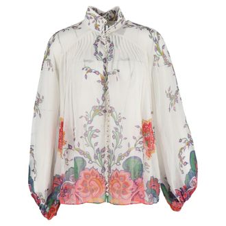 Zimmermann Lovestruck Blouson Blouse in Cream Cotton