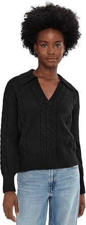 Splendid Jet Set Polo Sweater Womens Sweater Black : XL (Womens 14-16), Cashmere/Cotton/Elastane