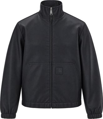 Carhartt Work in Progress Black Synthetic Leather Hooded Jacket