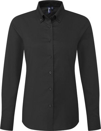 Premier Dames Supreme Oxford Blouse met Lange Mouwen (Zwart)