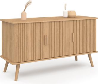 IDMarket Aparador De 3 Puertas Juliette Efecto Listones 110 Cm