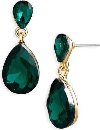 Cara Crystal Drop Earrings in Gold/Green at Nordstrom Rack