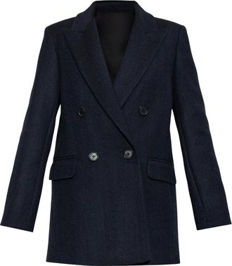Zadig&Voltaire Abrigo de Lana con Solapa Abierta - Coats - Mujer - Azul - XS