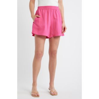 Boss Orange by Hugo Boss Linen Blend Shorts in Magenta at Nordstrom, Size 18