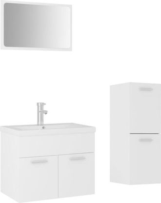 vidaXL Juego De Muebles De Ba&ntilde;o Madera De Ingenier&iacute;a Blanco Vidaxl