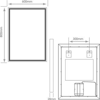 Loops 600 x 800mm IP44 LED Bathroom Mirror & Demister Tunable White Illuminated Border