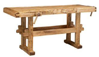 Biscottini International Biscottini - Tavolo Alto Lavoro 194x90x84 Cm Made In Italy Isola Cucina Piano Lavoro Legno Massello Bancone Cucina Tavolo In Legno Massello