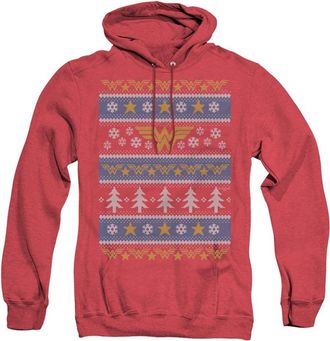 Gildan DC Comics Wonder Woman Wonder Woman Christmas Sweater Adult Heather Hoodie / Hooded Sweatshirt